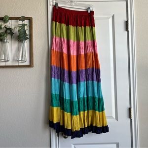 vintage Sacred Threads colorful rainbow striped maxi skirt